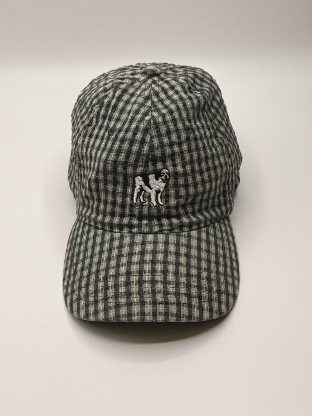Vintage Big Dogs Green and Black Gingham Dog Embroidered Cap